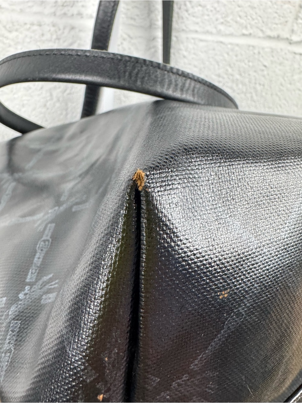 Longchamp Le Pliage Black Metallic Equestrian Logo Tote Bag Made in France - Picture 11 of 16